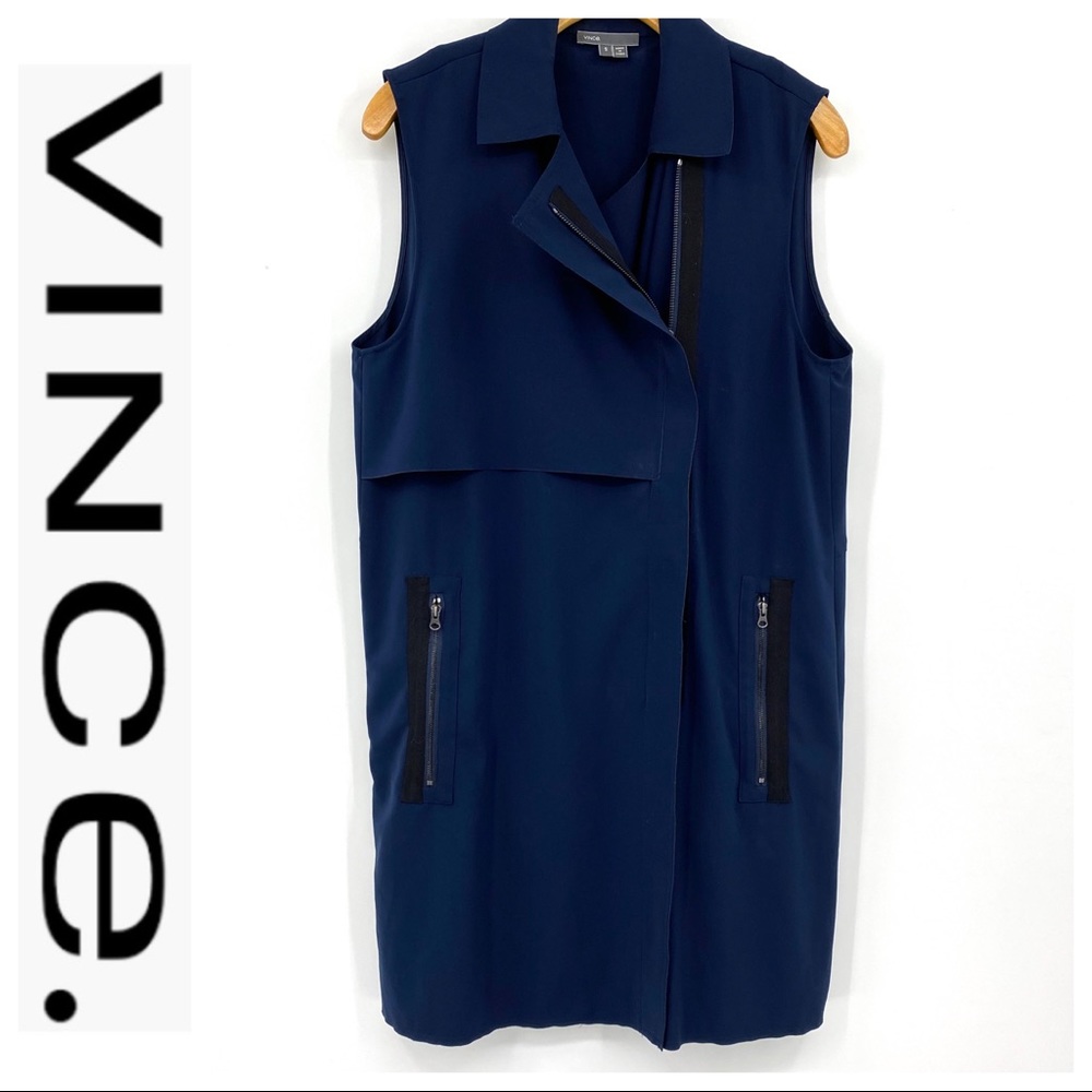 💕SALE💕 Vince Zippered Navy Blue Sleeveless Dress - Picture 1 of 7